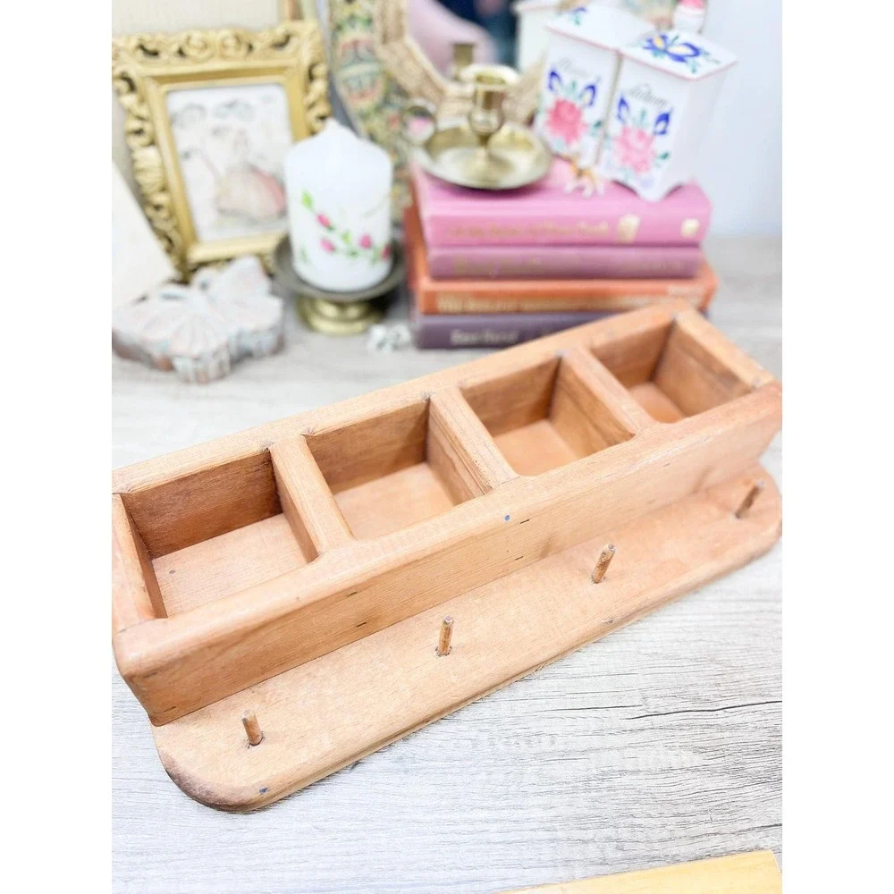 Vintage Midcentury Modern Wood Shelf: Curio Trinket Display